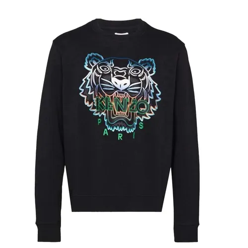 Áo Nỉ Sweater Nam Kenzo Icon Tiger Logo Sweatshirt Mặt Xanh Loang Màu Đen Size M