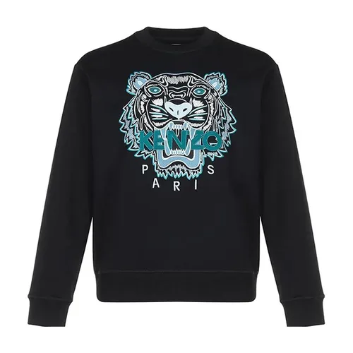 Áo Nỉ Sweater Nam Kenzo Icon Tiger Logo Sweatshirt Màu Đen/Xanh Size XS