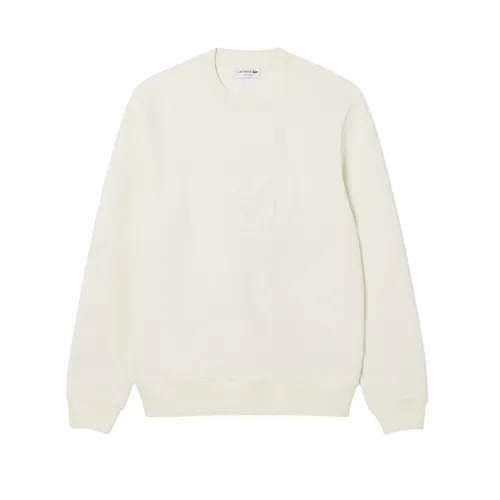 Áo Nỉ Sweater Nam Lacoste Embossed Logo Pique Sweatshirt SH9959-00-ARS Màu Trắng Kem Size 3