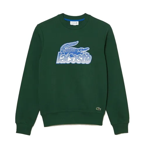 Áo Nỉ Sweater Nam Lacoste Round Neck Unbrushed Fleece SH5087 00 132 Màu Xanh Green Size 3