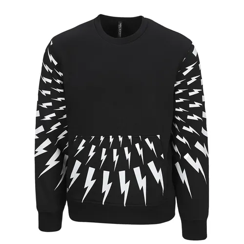 Áo Nỉ Sweater Nam Neil Barrett Contrasting Print Radial Fair-Isle Thunderbolt BJS005S Màu Đen Size XS