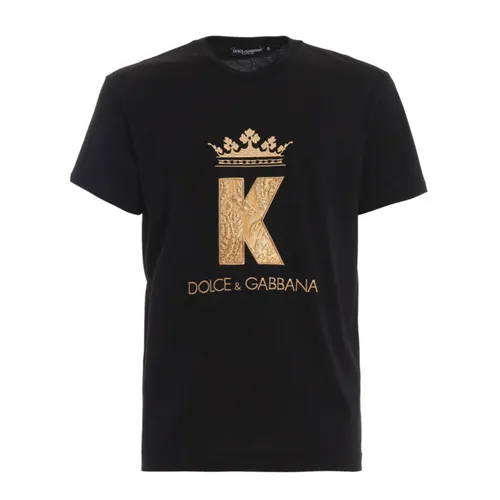 Áo Phông Nam Dolce & Gabbana D&G King Patch T-Shirt Màu Đen Size 46