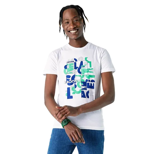 Áo Phông Nam Lacoste Slim Fit Crew Neck Printed White T-Shirt TH0206 06B Màu Trắng Size 3