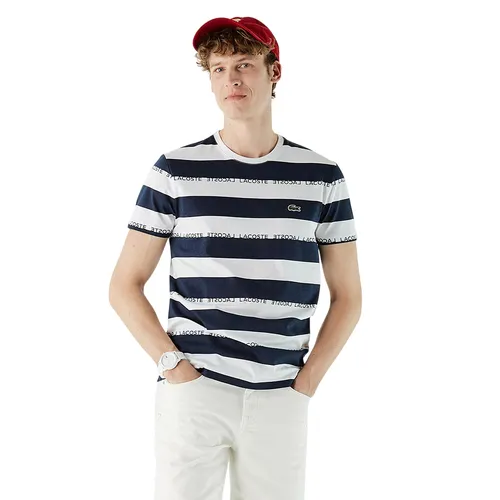 Áo Phông Nam Lacoste Slim Fit T-Shirt TH0213 13L Màu Xanh Phối Trắng Size 4