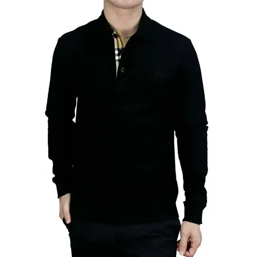 Áo Polo Dài Tay Burberry Long Sleeve Eddie Check 8075485 Màu Đen Size XS