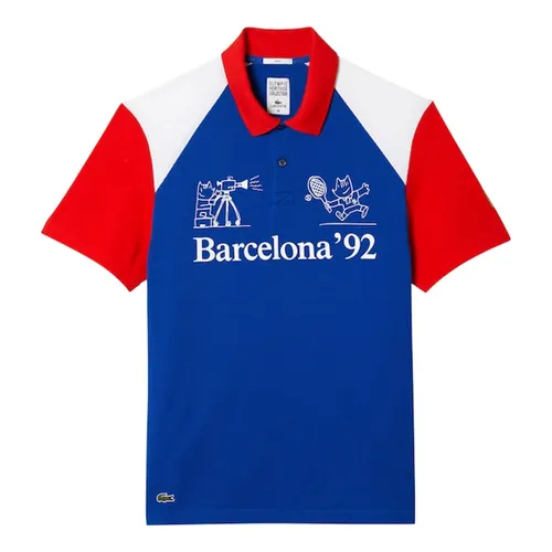 Áo Polo Unisex Lacoste Barcelona Olympics Heritage PH8628 - PC05 Màu Xanh Đỏ Size S
