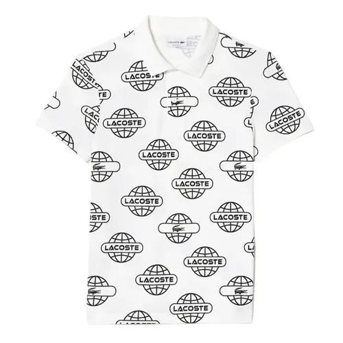 Áo Polo Lacoste Globe Print Movement PH1175 AU8 Màu Trắng Họa Tiết Size 4