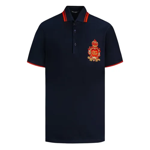 Áo Polo Nam Dolce & Gabbana D&G Cotton Pique Logo Applique G8OS1Z FU7EN B0665 Màu Xanh Navy Size 44