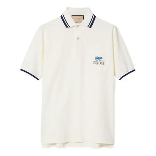 Áo Polo Nam Gucci Cotton Piquet Polo T-Shirt With Embroidery Màu Trắng Size L