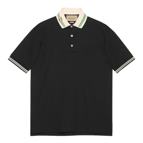 Áo Polo Nam Gucci Cotton Piquet With Interlocking G 658067 XJDI2 1043 Màu Đen Size S