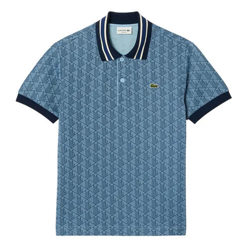 Áo Polo Nam Lacoste Classic Fit Contrast Collar Monogram Jacquard DH1417 IK8 Màu Xanh Nhạt Size 2