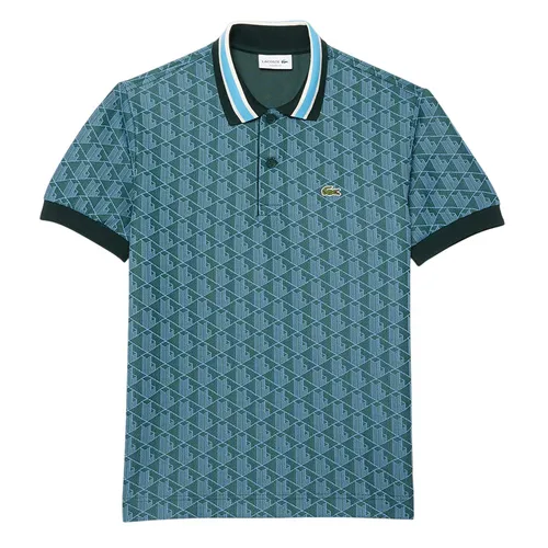 Áo Polo Nam Lacoste Classic Fit Contrast Collar Monogram Jacquard DH1417 IB4 Màu Xanh Đậm Size 3