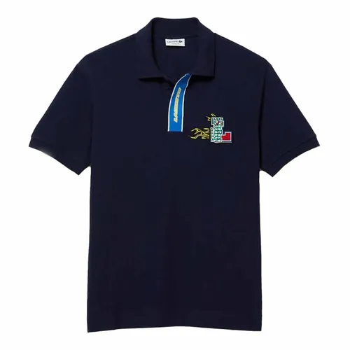 Áo Polo Nam Lacoste Men's Classic Fit Contrast Placket And Crocodile Badge PH1465 166 Màu Xanh Navy Size 3