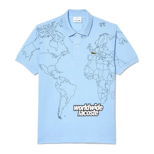 Áo Polo Nam Lacoste Original L.12.12 Printed Organic Cotton PH8046 00 HBP Màu Xanh Nhạt Size XS