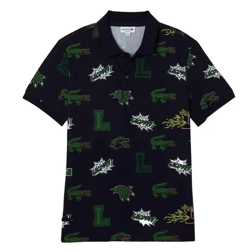 Áo Polo Nam Lacoste Regular Fit Crocodile Print PH1464-00 Màu Xanh Navy Size 4
