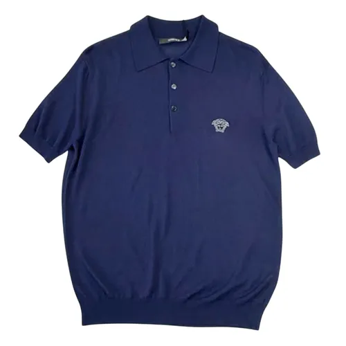Áo Polo Nam Versace Dark Blue Logo Medusa Embroidered 1019330 1A13913 1UI20 Màu Xanh Navy Size 44