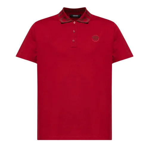 Áo Polo Nam Versace Medusa Greca With Logo Embroidered In Red A89492 1A04867 1RB30 Màu Đỏ Size S