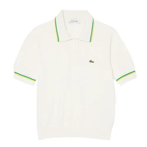 Áo Polo Nữ Lacoste Women's Cropped 3D Seamless Stretch Cotton AF9283 51 DII Màu Trắng Size 34