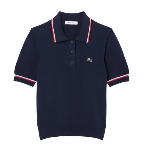 Áo Polo Nữ Lacoste Women's Cropped 3D Seamless Stretch Cotton AF9283 51 GWI Màu Xanh Navy Size 34