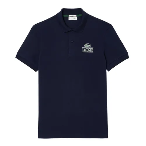Áo Polo Unisex Lacoste Regular Fit Signature Print Pique PH6395 166 Màu Xanh Navy Size S