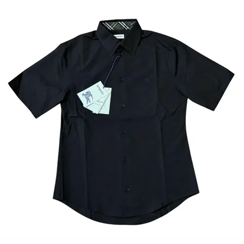 Áo Sơ Mi Cộc Tay Burberry Check Màu Đen Size XS