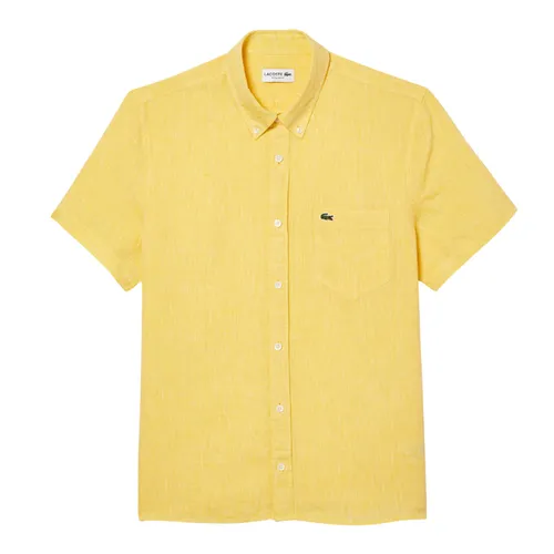Áo Sơ Mi Cộc Tay Nam Lacoste Regular Fit Men's Shirt CH5699 107 Màu Vàng Size 39
