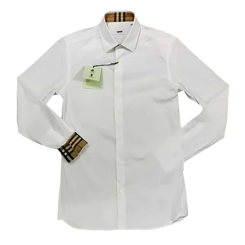 Áo Sơ Mi Dài Tay Nam Burberry Tag Logo Ngựa SS24 Màu Trắng Size S