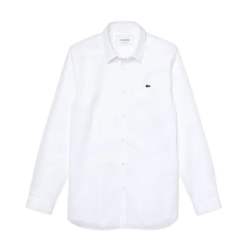 Áo Sơ Mi Dài Tay Nam Lacoste Men's Slim Fit Stretch Cotton Poplin Shirt CH2668 001 Màu Trắng Size 40
