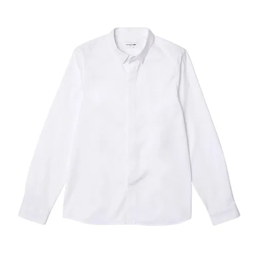 Áo Sơ Mi Dài Tay Nam Lacoste Slim Fit Concealed Placket Stretch Cotton Poplin Shirt CH2567 001 Màu Trắng Size 37