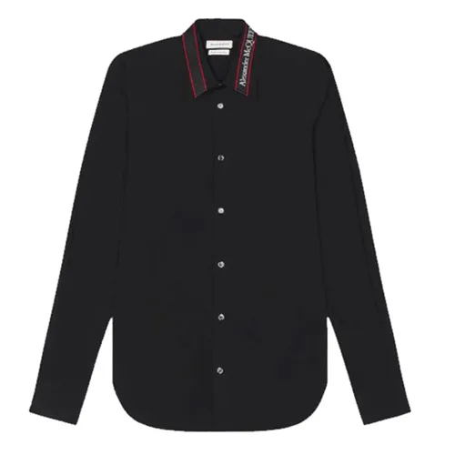 Áo Sơ Mi Nam Alexander Mcqueen Black Logo Collar QRN44 1000 Màu Đen Size 15