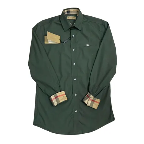 Áo Sơ Mi Nam Burberry Cambridge Long Sleeve Cotton Shirt Green Màu Xanh Lá