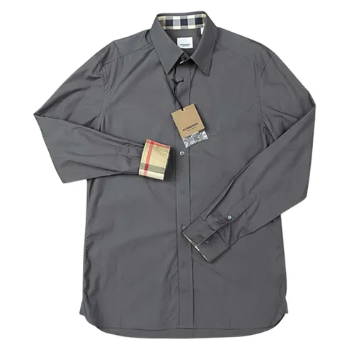Áo Sơ Mi Nam Burberry Cambridge Long Sleeve Shirt Grey Màu Xám Đậm Size S