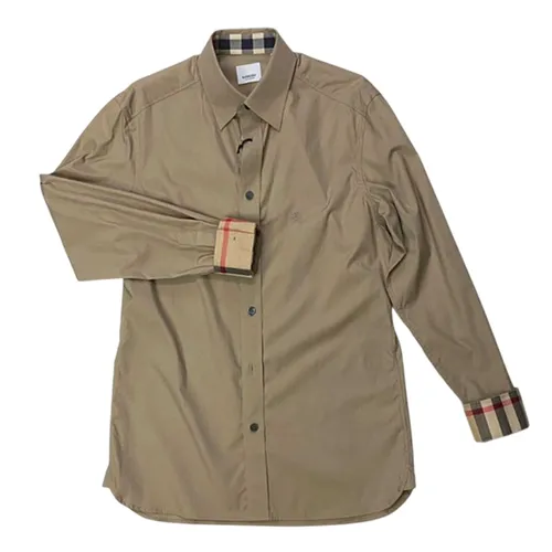 Áo Sơ Mi Nam Burberry Check Shirt Beige Màu Be Nâu Size S