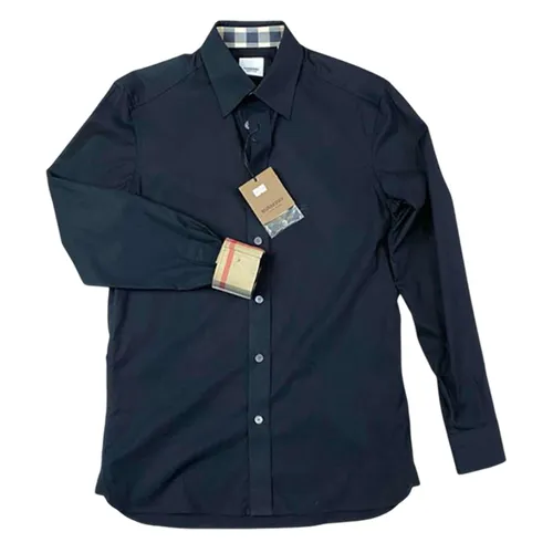 Áo Sơ Mi Nam Burberry Check Shirt Màu Xanh Đen Size XS