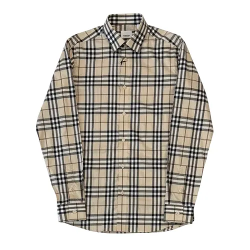 Áo Sơ Mi Nam Burberry Shefford Check Long-sleeve In Beige 81043791 Màu Be Size XS