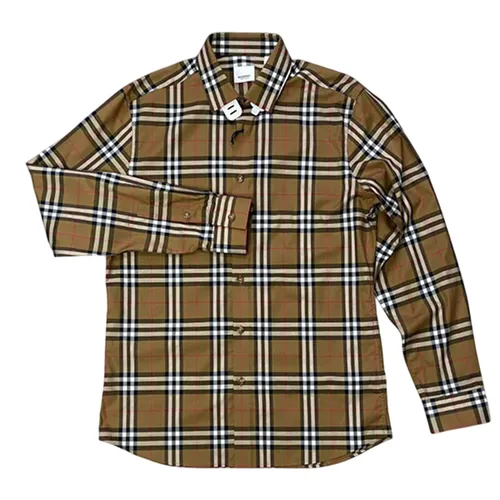 Áo Sơ Mi Nam Burberry Vintage Check Printed Màu Nâu Kẻ Size M