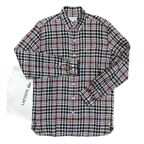Áo Sơ Mi Nam Lacoste CH9869L Regular Fit Official Linen Check Button Down Shirt Phối Màu Size 39