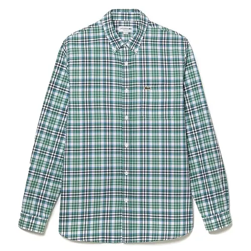Áo Sơ Mi Nam Lacoste Men's Long Sleeved Top CH5714-00-U9I Màu Xanh Kẻ Size 38