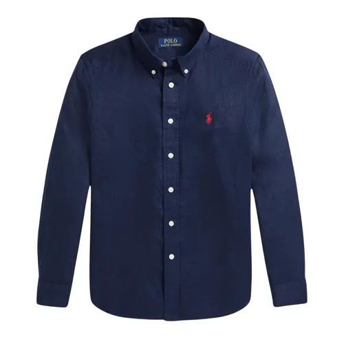 Áo Sơ Mi Nam Ralph Lauren Long Sleeve Logo Pony Cotton In Navy 323967600004 Màu Xanh Navy Size L