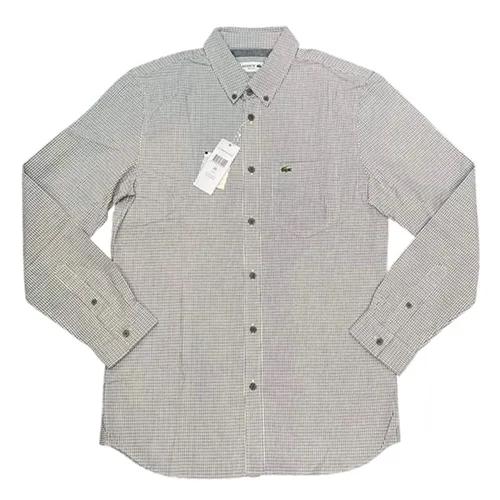 Áo Sơ Mi Tay Dài Nam Lacoste Men's Regular Fit Màu Xám Trắng Size 39