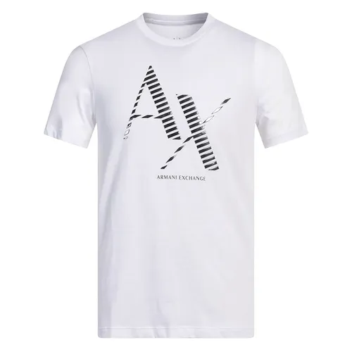 Áo Thun Nam Armani Exchange Chữ Bạc 6RZTKD ZJBYZ Tshirt Màu Trắng Size L