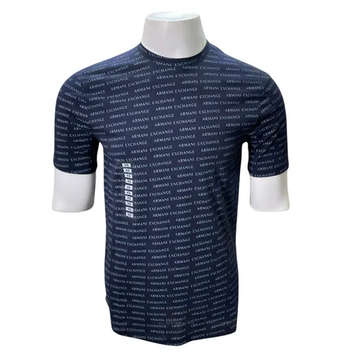 Áo Thun Nam Armani Exchange Chữ Ngang 7VZTFC ZJH4Z Tshirt Màu Xanh Navy Size XS