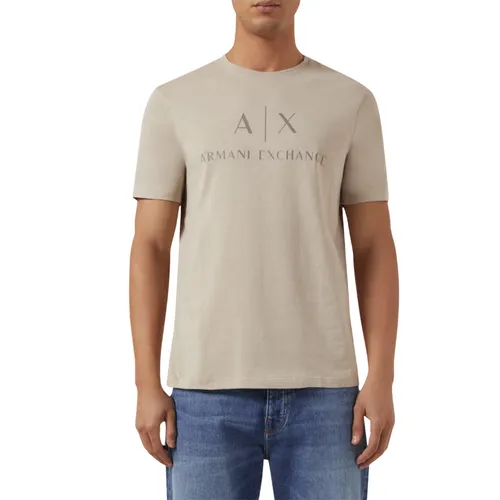 Áo Thun Nam Armani Exchange Chữ Xám Ngang 8NZTCJ Z8H4Z Tshirt Màu Nâu Size S