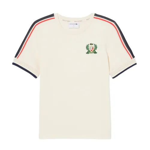 Áo Thun Nữ Lacoste Women's Made In France Textured Piqué T-Shirt TF9630 51 XFJ Màu Be Size 34