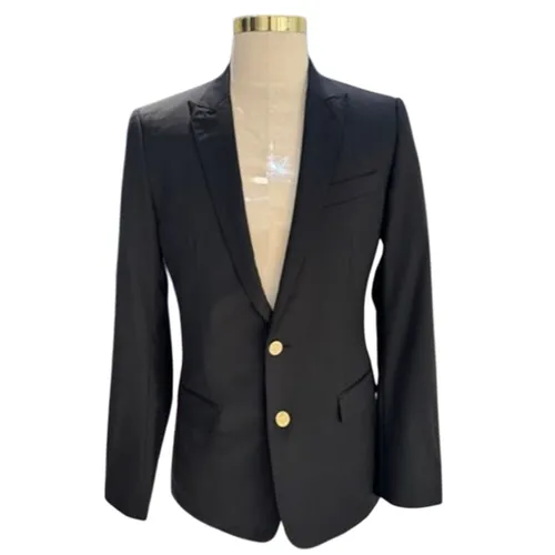 Áo Vest Nam Dolce & Gabbana D&G Blazer Khuy Vàng Màu Đen Size 46