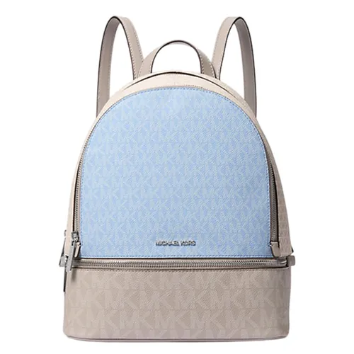 Balo Nữ Michael Kors MK Rhea Medium Color Block Signature Logo Backpack 35S5SRAB6V LT SKY MLT Màu Be Xanh