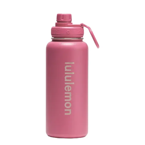 Bình Giữ Nhiệt Lululemon Water Bottle Back To Life Clear Bottle Straw Lid - Blissful Pink Màu Hồng 350ml