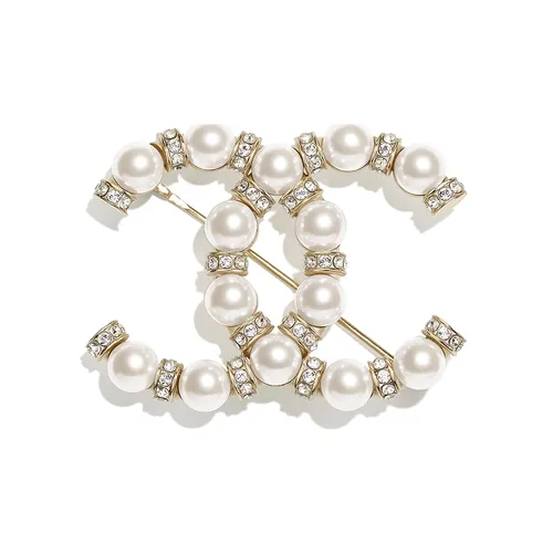 Cài Áo Nữ Chanel Pearl Brooch Màu Vàng