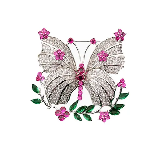 Cài Áo Nữ Meri Charming Butterfly BR925 Màu Hồng Bạc
