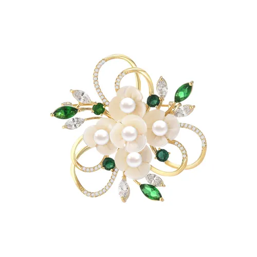 Cài Áo Nữ Meri Pearl Bouquet BR903 Màu Vàng/Trắng